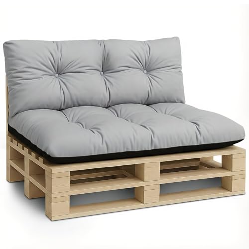 Amazinggirl Cojines para palets Exterior Cojín de Asiento 120x80 cm - Cojin por Palet o Almohada jardín por Banco terraza balcón y Patio Almohadas para Asiento en Jardin Gris Claro B