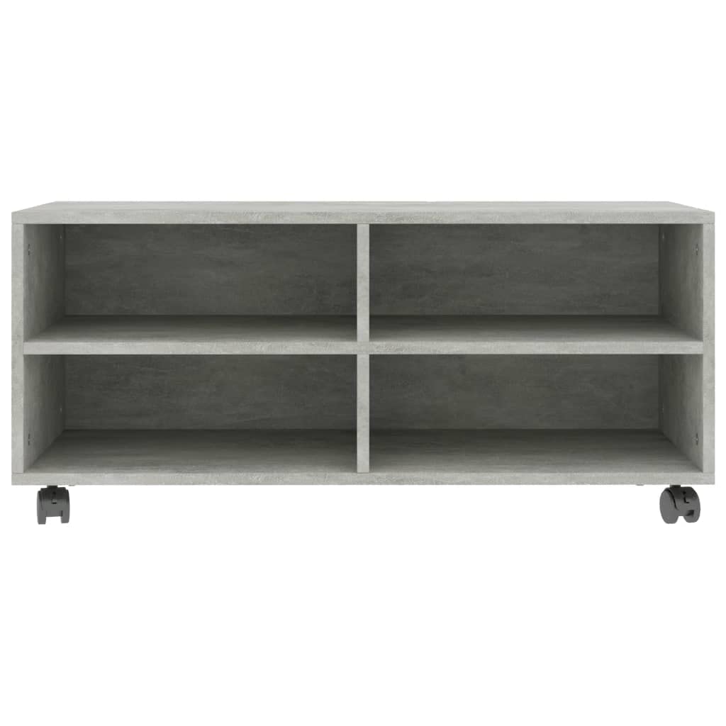 vidaXL Mobile TV con Ruote e Scomparti Aperti Robusto Elegante Armadietto Basso Multimediale DVD Credenza Hifi Grigio Cemento in Truciolato