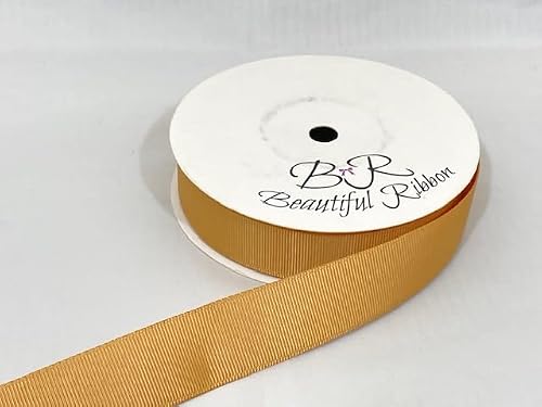 2 metres (Cut from Reel) of 22mm Grosgrain Ribbed Ribbon Yellow Gold Double Sided 22 mm 2.2cm