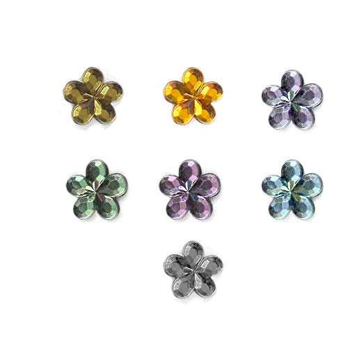 144 pc Quality Acrylic Aluminum foil Flat Back Flower Rhinestones 6mm Pastel Assortment
