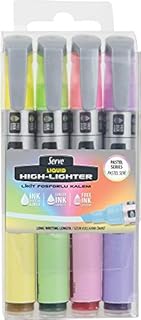 SERVE LIQUID PASTEL INK HIGHLIGHTER, 4 PCS PET POUCH (PASTEL YELLOW, PASTEL GREEN, PASTEL PINK, PASTEL PURPLE)