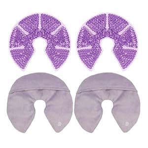 Hot/Cold Breast Gel Bead Ice Packs Breast Cooling/Heat Pads Relief for Breastfeeding, Nursing Pain, Mastitis, Engorgement, Swelling, Plugged Ducts | Boost Milk Let-Down & Production,2 Pack (Purple)