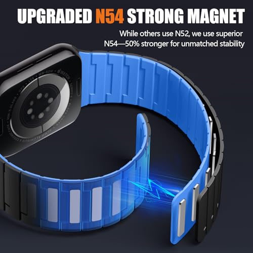 Image of SNBLK Magnetic Watchband Compatible with Apple Watch for Men 44mm 45mm 46mm 49mm 42mm 41mm 40mm 38mm Women, Silicone Sport Strong Magnet Strap for iWatch Series 11 Ultra 3 Ultra 2 Se 10 9 8 7 6 5 4 1