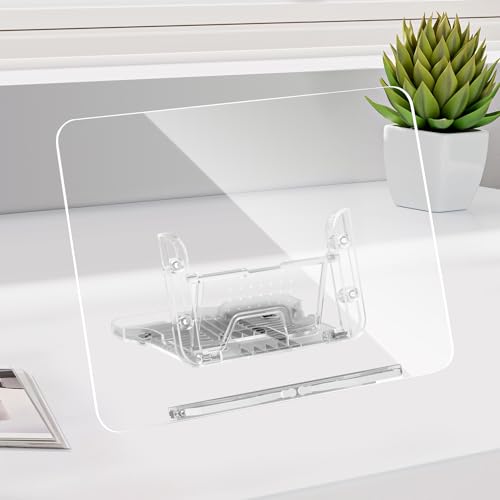 Supporto per libri in acrilico per lettura, supporto per libri di cucina, 12 posizioni, angolo regolabile, pieghevole e portatile, per cucina, ufficio, libro scolastico, ricetta, rivista, tablet,