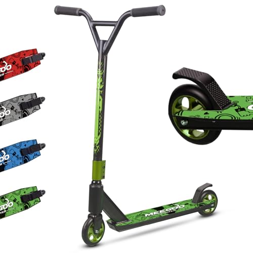 MEE GOO Pro Freestyle Stunt-Scooter ABEC-10 Kugellager, Trick-Scooter aus Leichter Legierung mit Rad aus Aluminiumlegierung, Rahmen bis zu 100 kg für Fortgeschrittene und Anfänger, Skatepark (grün)