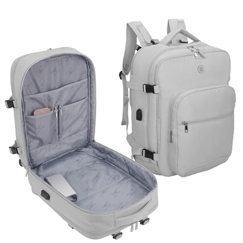 SANTINO Mochila Feminina para Notebook 35L Elegante para Viagem e Trabalho Poliéster Resistente com Porta USB Compartimento para Laptop Alça Carona e Design Moderno Cinza SANTINO Mochila Feminina para Notebook 35L Elegante para Viagem e Trabalho Poliéster Resistente com Porta USB Compartimento para Laptop Alça Carona e Design Moderno Cinza