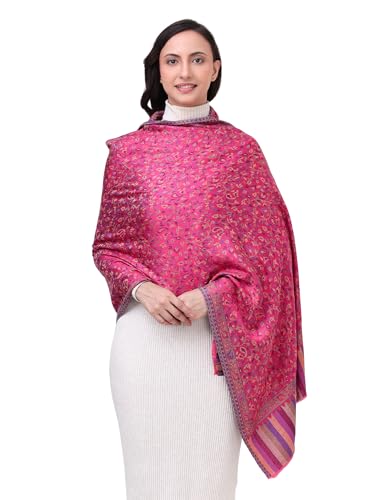 Image of EH Pashmina Stole, Reversible Jamawar weave in beautiful paisley & floral, very soft MODAL fabric, all season Stole, Scarf, Wrap.