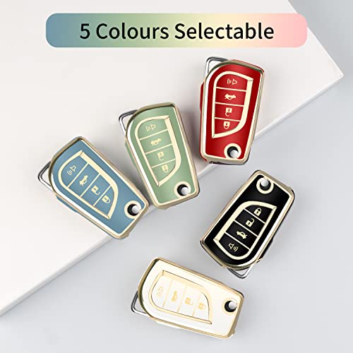 Mild East For Toyota Flip Key Fob Cover With Keychain, Soft Tpu 4 Button Car Key Shell Case For Avalon Camry Corolla Fortuner Highlander Levin Rav4 Sequoia Sienna Tacoma Tundra Yaris, Blue #TOP5