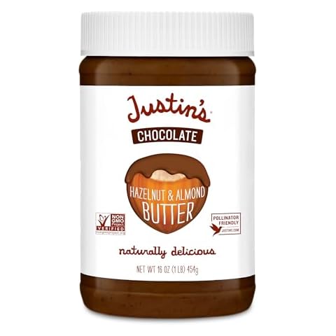 Justin's Chocolate Hazelnut and Almond Butter, Organic Cocoa, No Stir, Gluten-free, Responsibly Sourced, 16 Ounce (Pack of 1) Cover