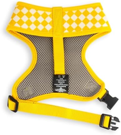 Peanuts Pet Harness, Dog Collar Plastic Buckle, Peanuts Snoopy Flexing Pose Checker Yellow White, Fits Dog with 12" Neck Size and 17-21" Chest Girth image 5