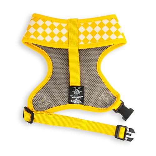 Peanuts Pet Harness, Dog Collar Plastic Buckle, Peanuts Snoopy Flexing Pose Checker Yellow White, Fits Dog with 12\" Neck Size and 17-21\" Chest Girth - Thumbnail 2
