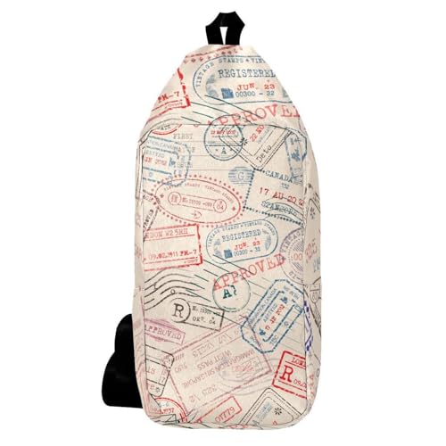 Sac à dos à bandoulière au motif timbres vintage et coloré
