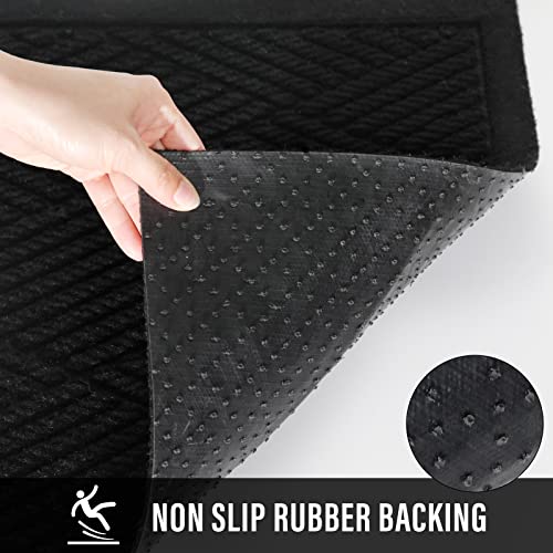 Hiyard Durable Front Door Mat, Absorbent Muddy Dirt Resist Welcome Door Mats Outdoor Indoor, Stain And Fade Resistant, Non-Slip Rubber Backing Low Profile Doormat For Entryway, 30×17, Black #TOP3