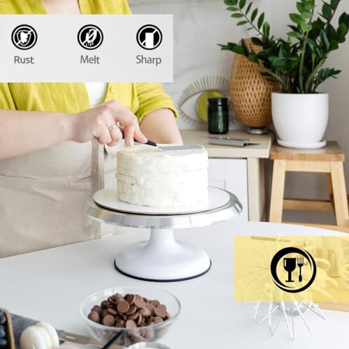 Cake Icing Spatulas with Non-Slip Handle 4 6 Inch Small Offset Palette Knife for icing smoother, Flat Pallet Knives for Baking or Frosting, Stainless Steel Cake Decorating Spatulas Angled Spatula