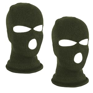 LINSOCLE 2pcs Balaclava - 3-Loch Sturmmaske, Gestrickte Sturmhaube, Multifunktionsmaske, Skimütze für Motorrad und Fahrrad