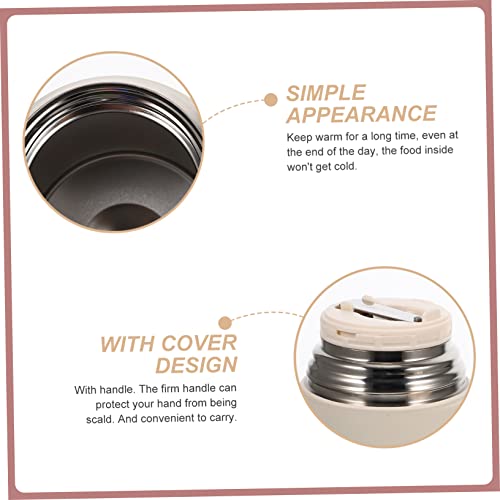 Termo de comida térmico de acero inoxidable 850ml contenedor al vacío portátil beige 4