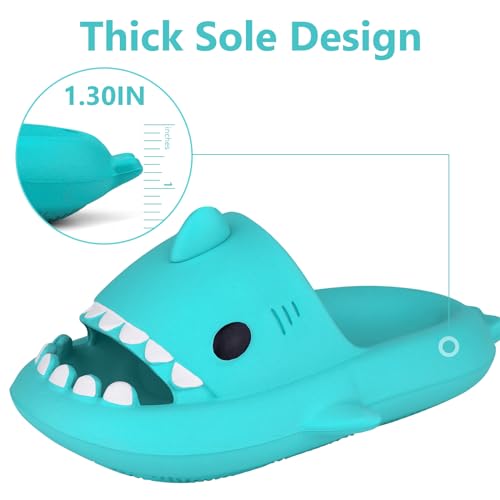 Image of Kids Shark Cloud Slides | Toddler Boys Girls Shower Slippers | Boys Girls Cute Cartoon Fish Flip Flops | Beach Pool Home Sandals | Quick Dry Non-Slip