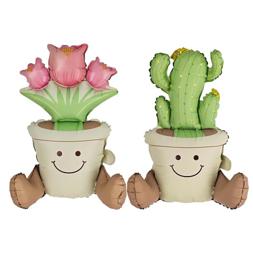 2PCS Cactus Tulip Potted Balloon Mexican Fiesta Themed Balloon