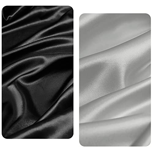Image of SiinvdaBZX 2 Pcs Satin Bassinet Sheets for Baby Boy, Light Grey & Black | Silk-Like Soft Bassinet Fitted Sheets for Hourglass, Oval & Rectangular Bassinet Mattress