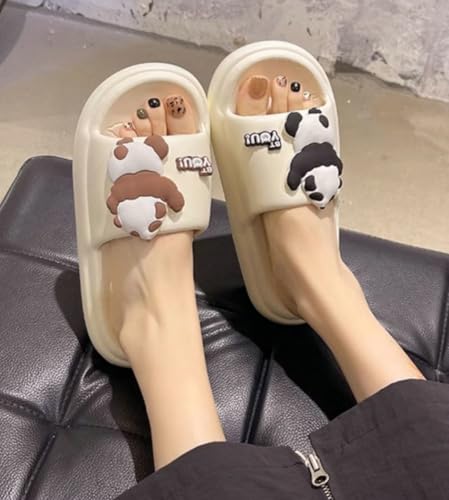 Summer Platform Sandals for Women Adorable Cartoon Pandas Pattern Slippers Versatile Open Toe Shower Causal Anti-slip Shoes2