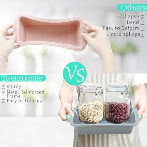 To encounter 9 Inch Silicone Bread and Loaf Pan, 2 Pack Food Grade Nonstick Silicone Molds for Baking Banana Bread, Meat Loaf, Pound Cake, with Metal Reinforced Frame More Strength by To encounter - Image 3