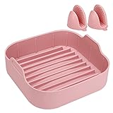 Zdovivot Molde Silicona Freidora de Aire - Accesorios Premium para Freidoras de Aire, Cesta para freidora 6.5QT con Guantes, Bandeja Silicona Freidora Sin Aceite, Rosa