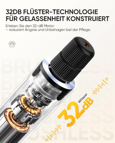 Fanttik F2 Master Pet Haustier Hundekrallenschleifer, leiser, sicherer | Wiederaufladbarer Trimmer mit LED-Licht, DIY-Namensschilder, 5-Gang Variabler Pfotenpflegeset für S-M Hunde/Katzen, Blau, Bild 3