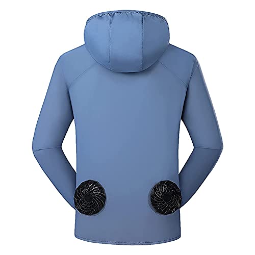 Air-Conditioning Clothing, Sun Protection Clothing, Outdoor Recreational Sports Fishing Overalls, Comfortable Breathable, for Driver Postmen,Blue,XXL