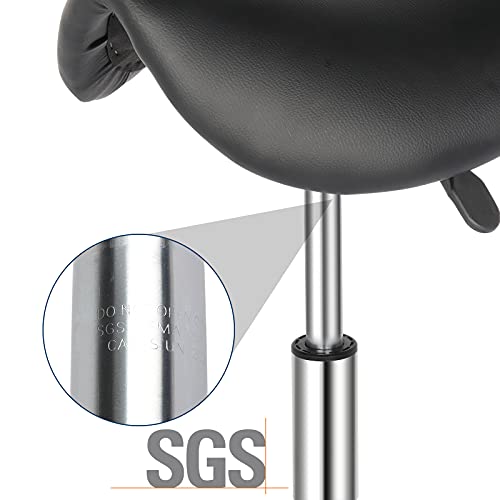 Winado Bar Stool Counter Adjustable Height Salon Rolling Saddle Stools, Modern Bar Stools 360° Swivel Pu Leather Armless Bar Chair With Casters Wheels For Kitchen Dining Living Bistro Spa, Black #TOP6