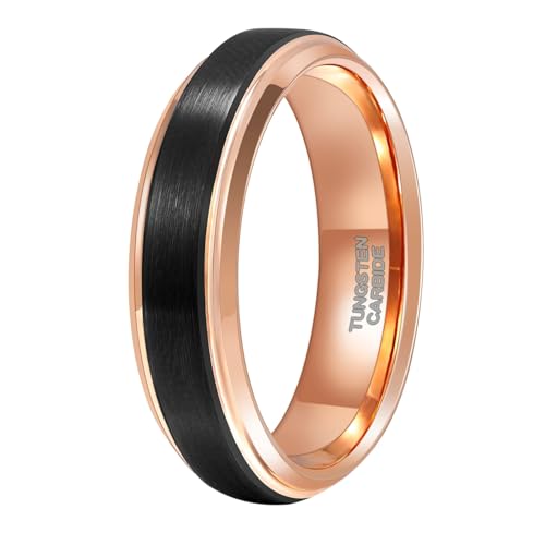 Bague fiançailles tungstène 6mm bicolore pour homme et femme taille 54
