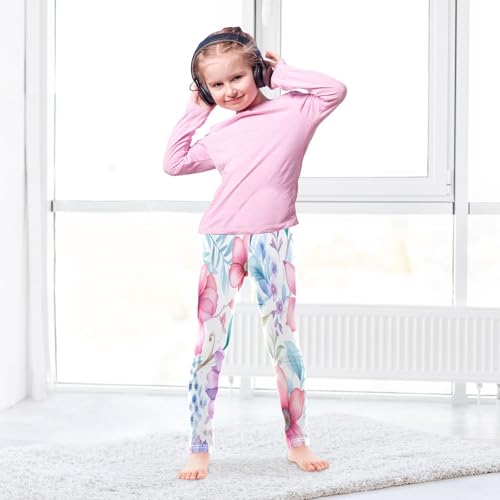 Bolaz Toddler Girls Leggings Printed Yoga Pants Leggings Purple Blue Pink Flower for Kids4