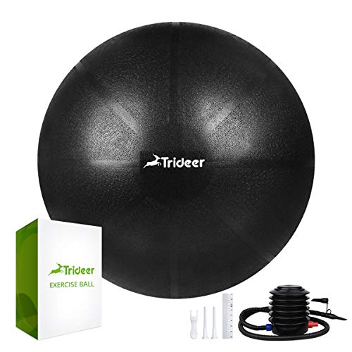 Trideer Exercise Ball (45-85cm) Extra Thick Yoga Ball Chair, Anti-Burst Heavy Duty Stability Ball Supports 2200lbs, Birthing Ball with Quick Pump (Office & Home & Gym)