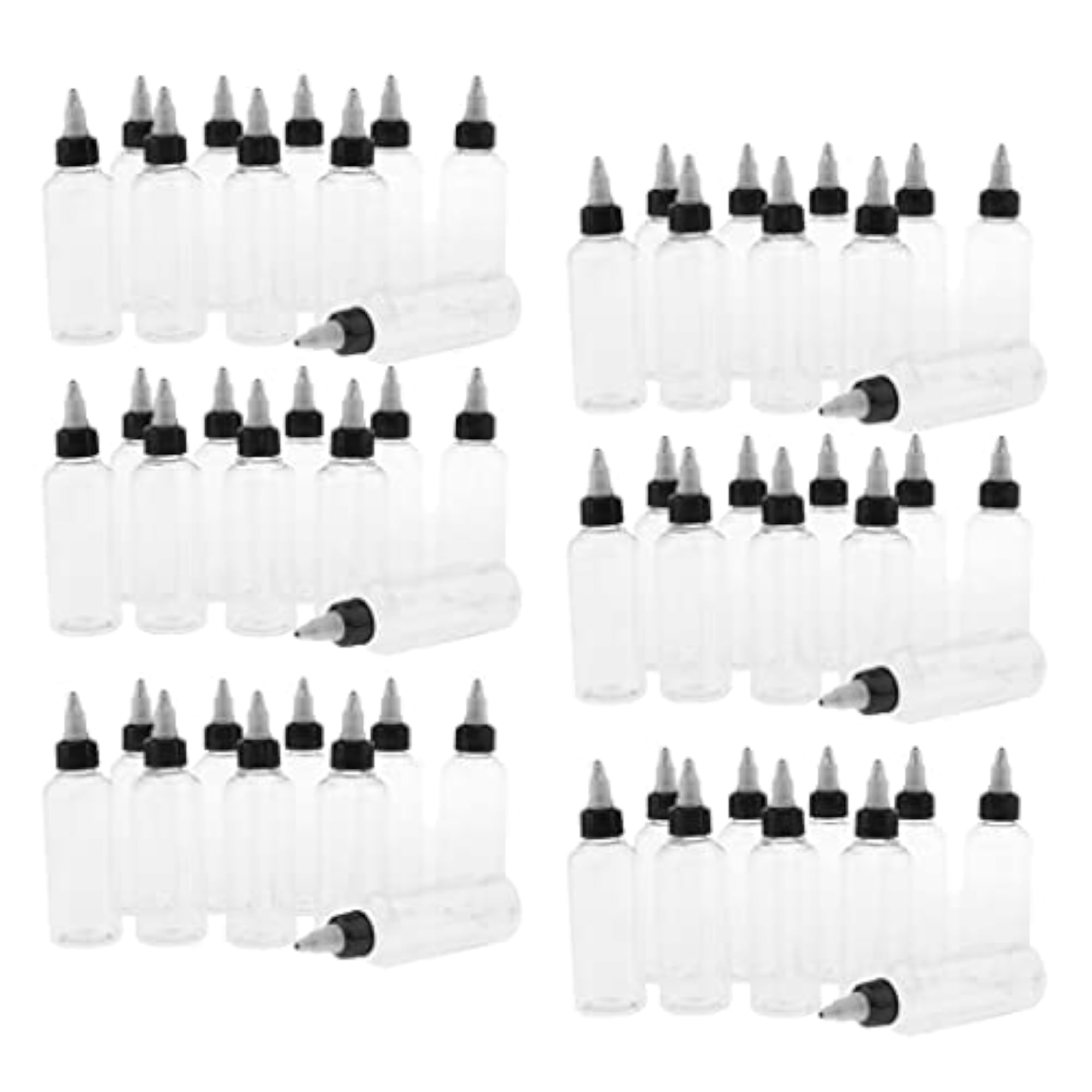 60pcs 100ml Empty poly Squeeze Bottle with Twist Top Cap Tip Applicator