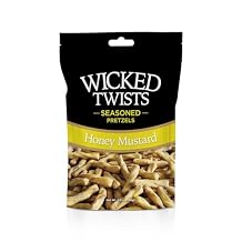 Wicked Twists Honey Mustard Seasoned Pretzels Twists 5.5 oz 1 Pack Snack Pretzel Sticks Rods, Bold Flavor Snack, Resealable Fresh Pack, Baked Crunch, Party & School-Ready