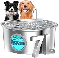 Hunde Trinkbrunnen für Katze Edelstahl: 7L / 236oz Katzenbrunnen – Superleiser Katzen Trinkbrunnen - LED Licht - Geeignet für große Hunde, Katzen und Haushalte mit Mehreren Haustieren