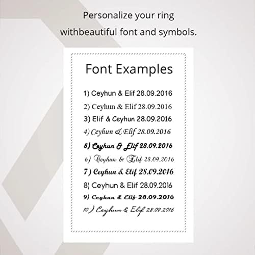 Miniatura 9 de Juego de anillos de boda de 0.236 pulgadas, chapado en oro de 14 quilates, juego de alianzas de boda a juego personalizado para hombre y mujer