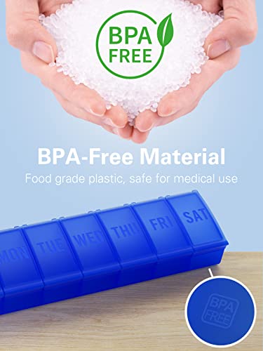 Large Pill Organizer Weekly, Barhon Daily Vitamin Case Box Large Capacity Compartments, 7 Day Pill Containers For Medicine Supplements Fish Oil #TOP2