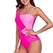 High Waisted Bathing Suit for Women Fashion Colorblock Ruched Knot Monokini Swimsuit Sexy Cuvrvy One Piece Jumpsuits