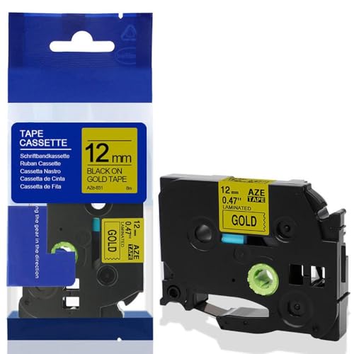 xv^[p12mm݊xe[vTZE631 TZE231 TZE131 PTH110 PTP710BT PTD200 PTD210 PTH100}Vƌ݊̂(Black on Gold)