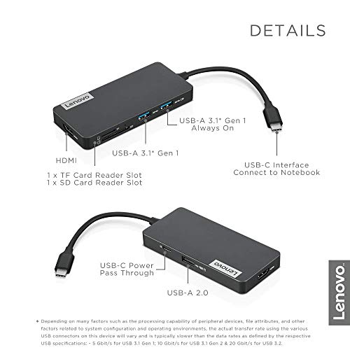 Image of Lenovo USB-C 7-in-1 Hub & Sceptre 24 inch Professional Thin 75Hz 1080p LED Monitor 2X HDMI VGA Build-in Speakers, Machine Black (E248W-19203R Series)