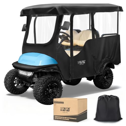 10L0L 4 Passenger Golf Cart Enclosure for Club Car Precedent/Onward-94.5'' Extended Roof with Security Side Mirror Openings,600D Waterproof Portable Golf Cart Rain Cover Driving Enclosure