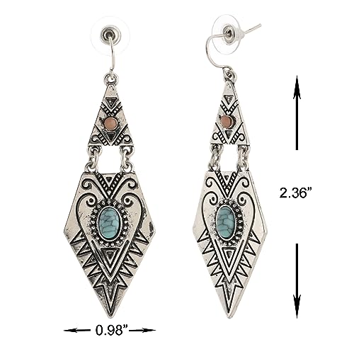 Boho Turquoise Earrings for Women Vintage Western Dangle Earring for Women3