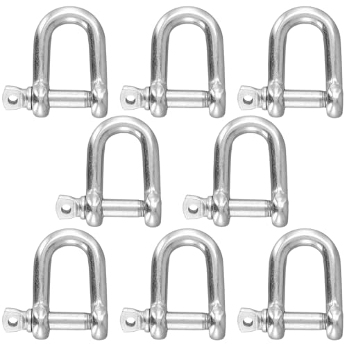 KOHAND 8 PCS M12 D Shackle, Stainless Steel D Shape Ring Heavy Duty Shackles for Rope Chain Link and Outdoor Indoor Application