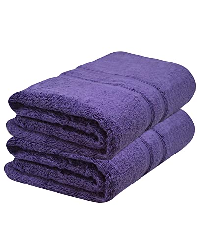Towelogy® Pack of 2 Hand Towels for Bathroom Oeko-Tex Certified Eco-friendly 100% Egyptian Cotton Zero Twist Super Soft & Absorbent Multipurpose Use 50 x 80 cm (Purple, 2)