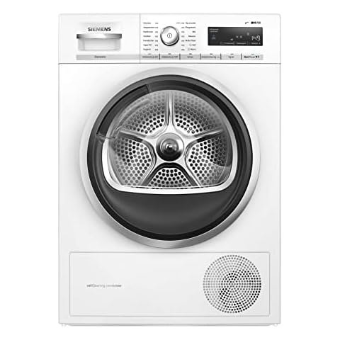 Siemens Wärmepumpentrockner für 8 kg Wäsche, iQ700, A+++, 176 kWh/Jahr, Selbstreinigender Kondensator, speedPack, autoDry, Outdoor-Programm, Weiß, WT47W5W0 Cover