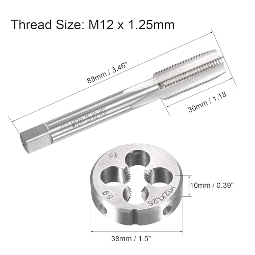 TOP-VIGOR M12 x 1.25mm Metric Tap and Die Set, Machine Thread Screw Tap with Round Threading Die - Image 2