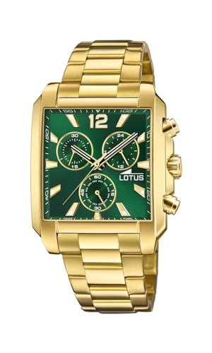 LOTUS Reloj Hombre Analógico de Acero Inoxidable 316l Dorado - Movimiento de Cuarzo - Cronógrafo - Cristal Mineral de Alta Resistencia - Resistente al Agua 5 ATM 18853/3 Special Prices