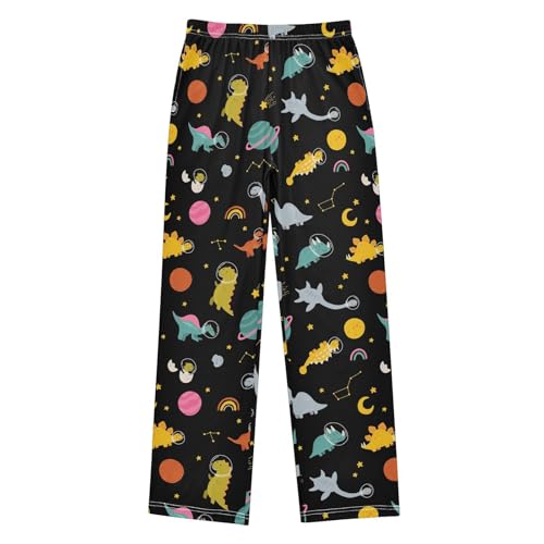 CaTaKu Boys Dino Space Dragon Planets Pants for Boys Girls Wide Leg Sweatpants Kids Long Bottoms with Pockets Size 6-14Y