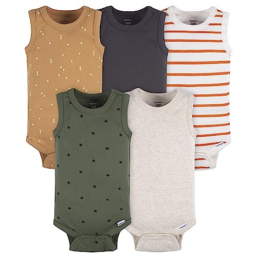 Image of Gerber Baby Boys Multi-Pack Sleeveless Onesies Bodysuit