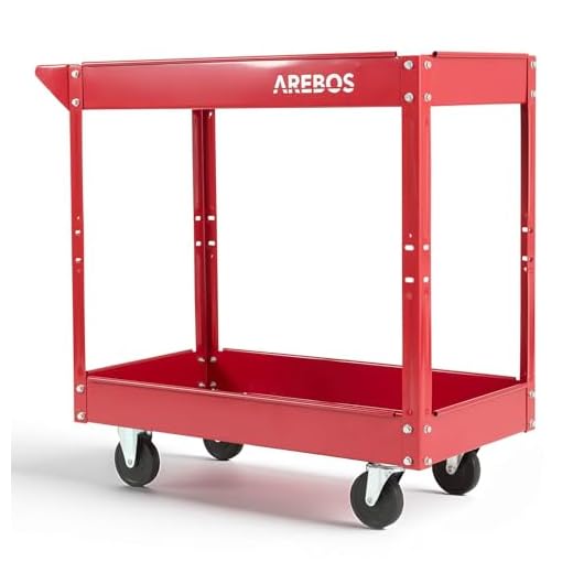 Arebos Werkstatt-Rollwagen Montagewagen | Werkzeugwagen | Belastbarkeit bis zu 100 kg | 2 Fächer